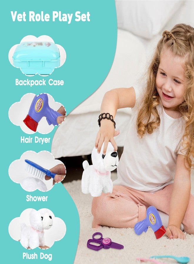 Yuilgdo Pet Care Play Set for Kids, 16Pcs Doctor Kit Pretend Play Vet Puppy Dog Grooming & Feeding Toys with Backpack, Educational Toys for Girls and Boys 3-7 Years Old - Image 5